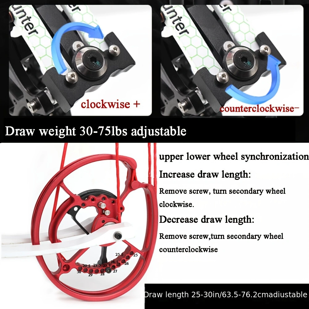 30-75lbs Compound Bow Steel Ball Arrows Dual-use CNC Archery Bow Hunting RH LH